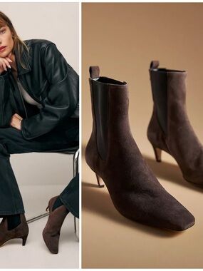 NEW Reformation Dark Brown Roberta Ankle Booties Size 8.5